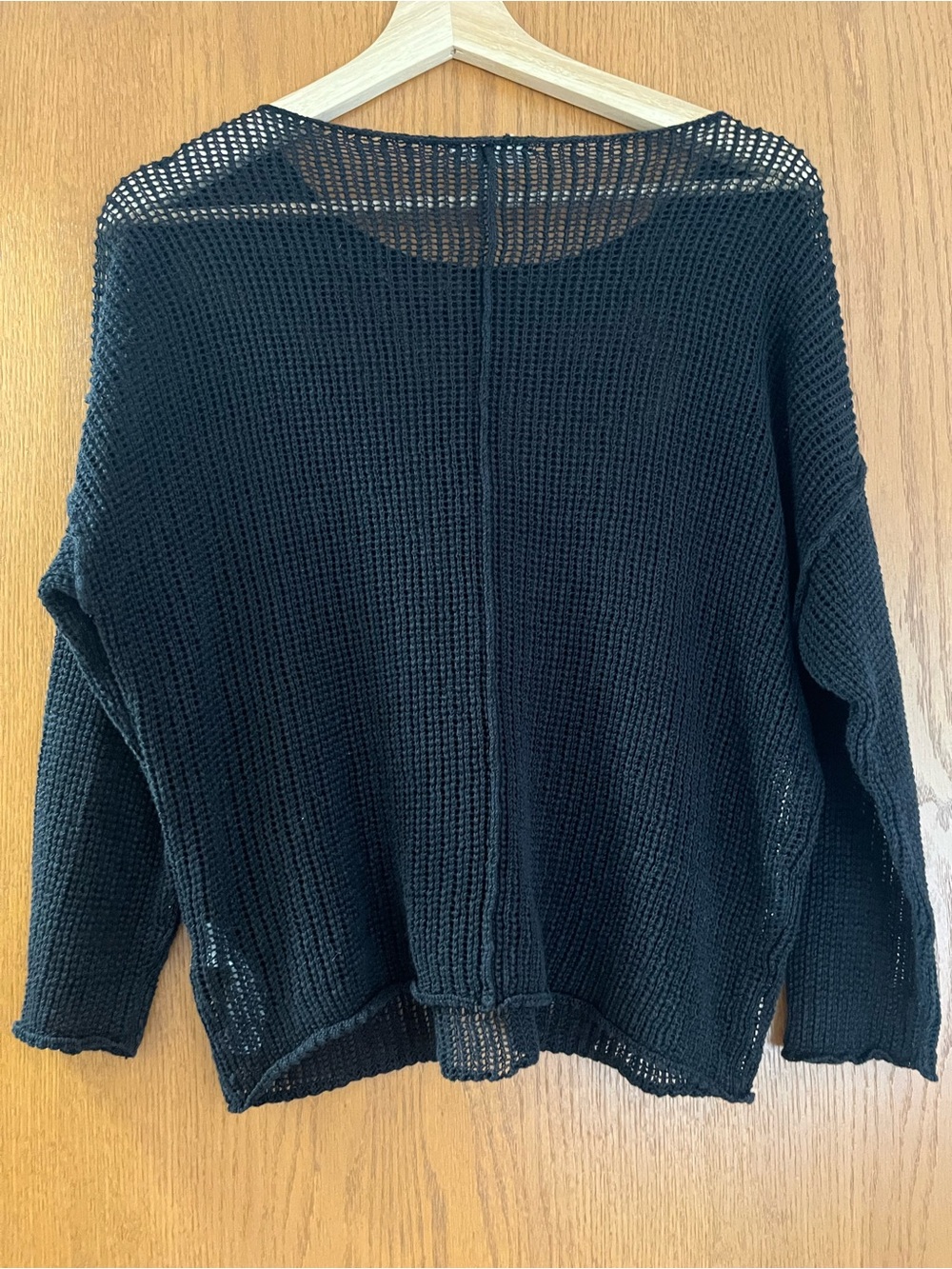 Eileen Fisher Organic Linen Open Knit 3/4 Sleeve Boxy Top Size Large - Picture 2 of 5